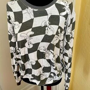 NWT Looney Tunes Checkerboard Tweety Long Sleeve‎ T-shirt  size Large
